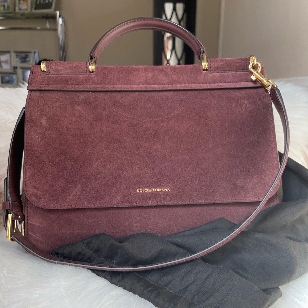 Two tone beautiful suede authentic Dolce Gabbana top handle satchel New